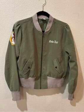 Boba Fett Star Wars Cropped Bomber Jacket green grey like new Women’s medium